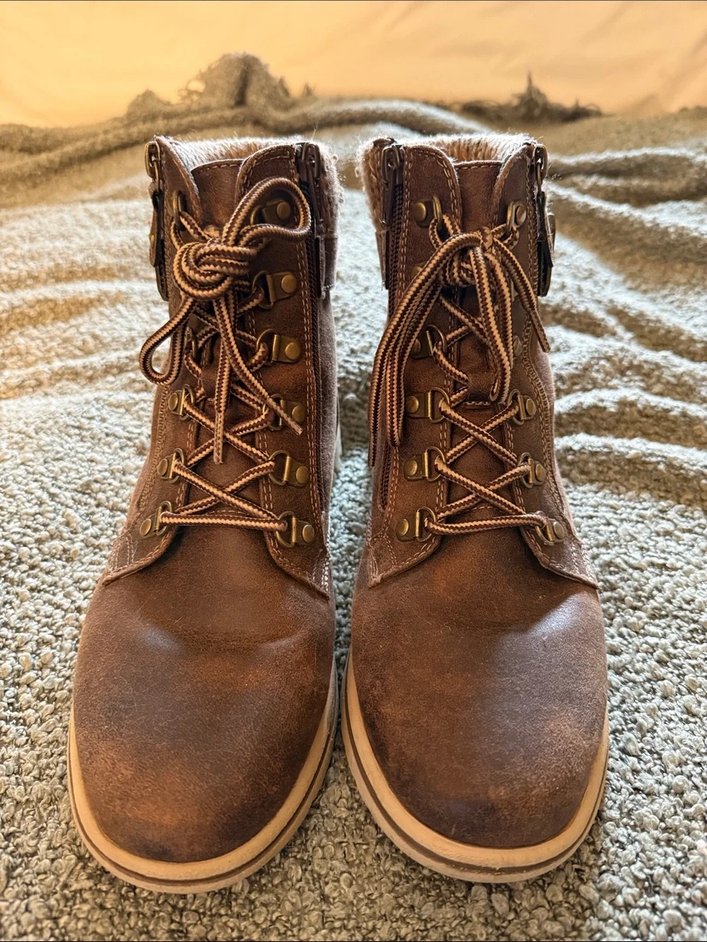 Cliffs by WHITE MOUNTAIN Brown Lace-Up Suede Ankle Boots